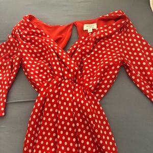 Francesca’s red-and-white polka-dotted romper